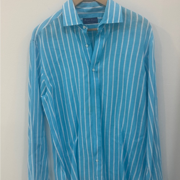 Ralph Lauren Men's Blue Striped Shirt - Picture 1 of 6